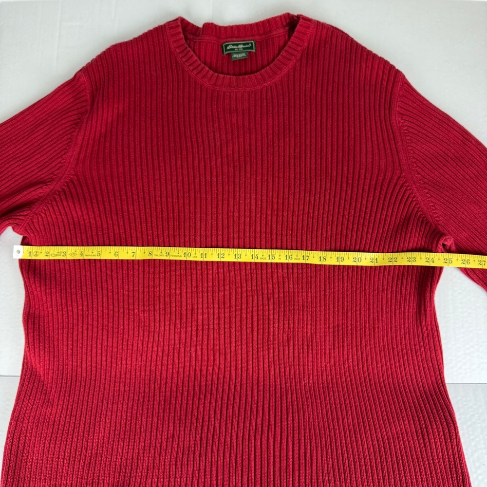 Eddie Bauer‎ Mens Red Ribbed Crewneck Long Sleeve Cotton Sweater XXL Holiday - Picture 5 of 6